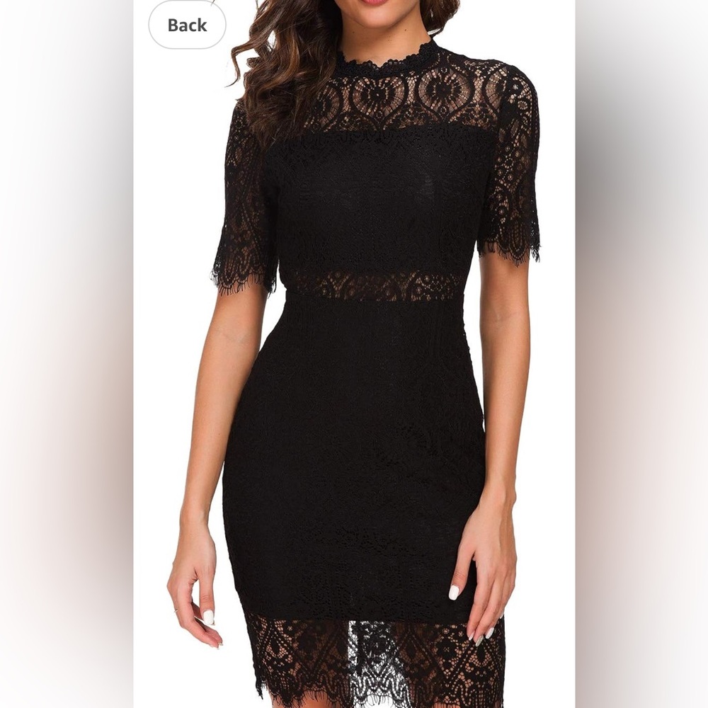 Chic Black Lace Short Sleeve Dress